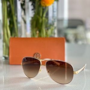 Tory Burch Ivory/Gold Aviator
